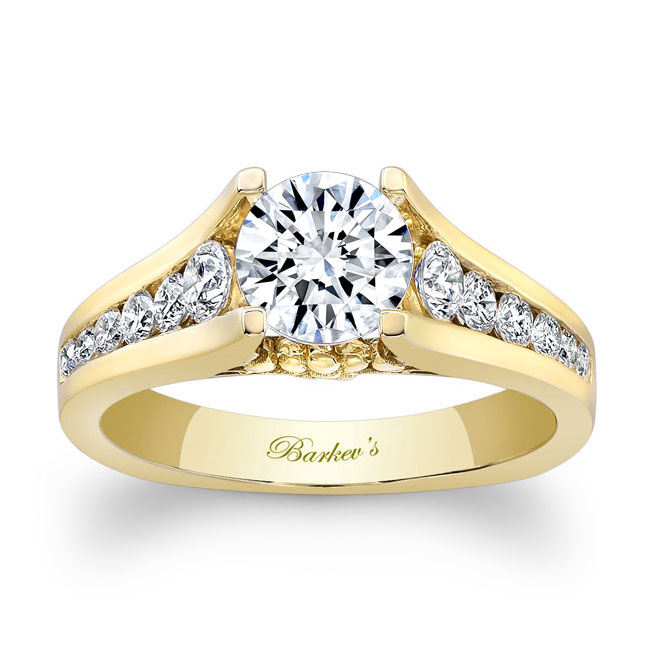 Yellow Gold Cathedral Lab Grown Diamond Ring Image 1