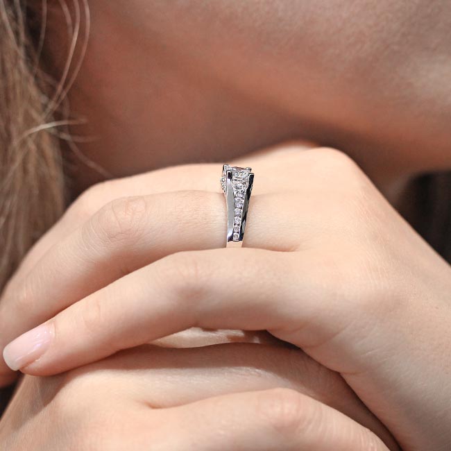  White Gold Cathedral Lab Grown Diamond Ring Image 4