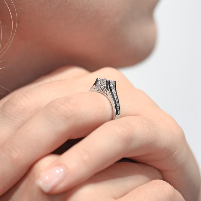  White Gold Cathedral Lab Grown Diamond Ring Image 5