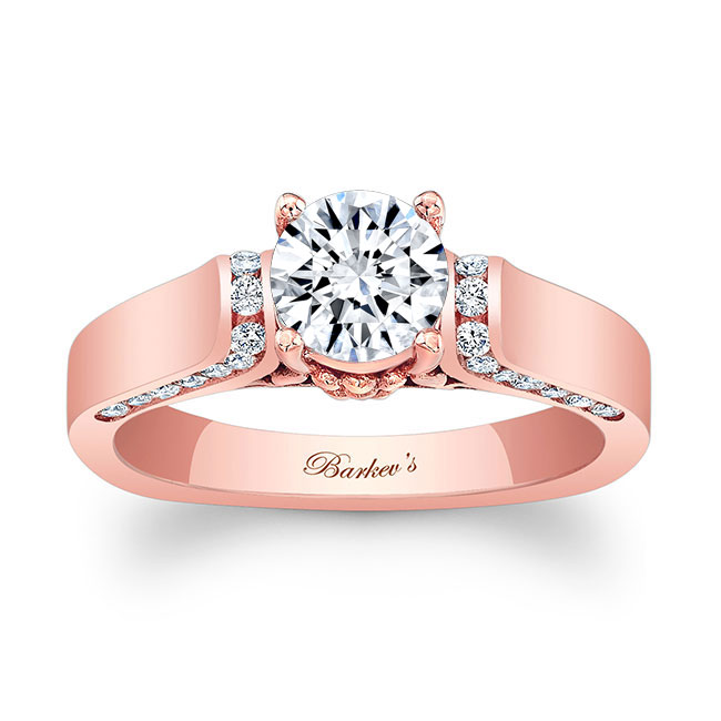  Rose Gold Cathedral Setting Moissanite Ring Image 1