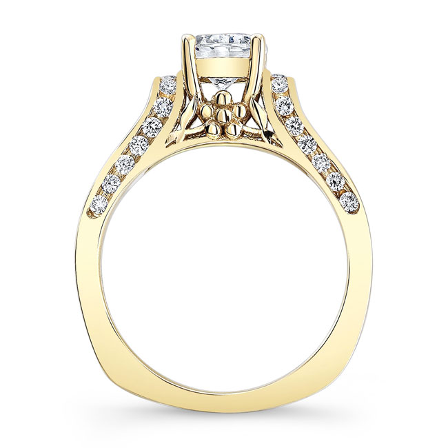 Yellow Gold Cathedral Setting Moissanite Ring Image 2