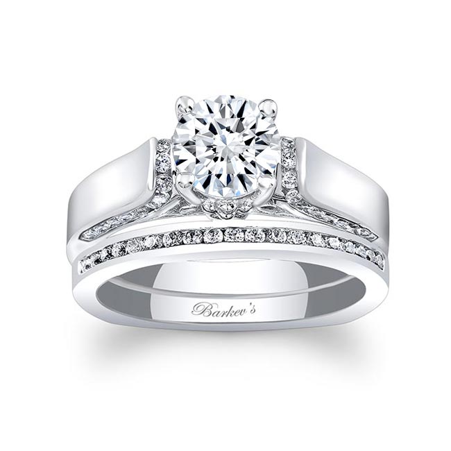  White Gold Cathedral Setting Ring Set Image 1