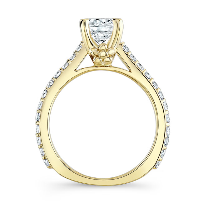 Yellow Gold Simple Flower Moissanite Ring Image 2