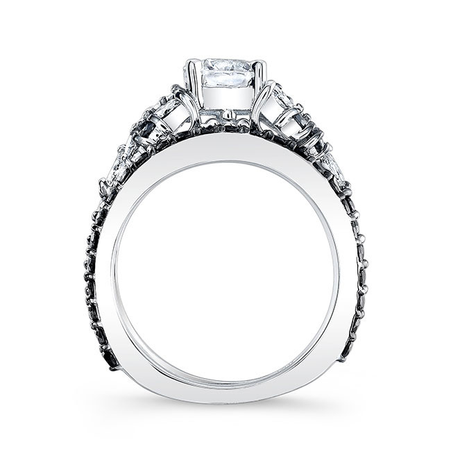  Vintage Marquise Black Diamond Accent Bridal Set Image 2
