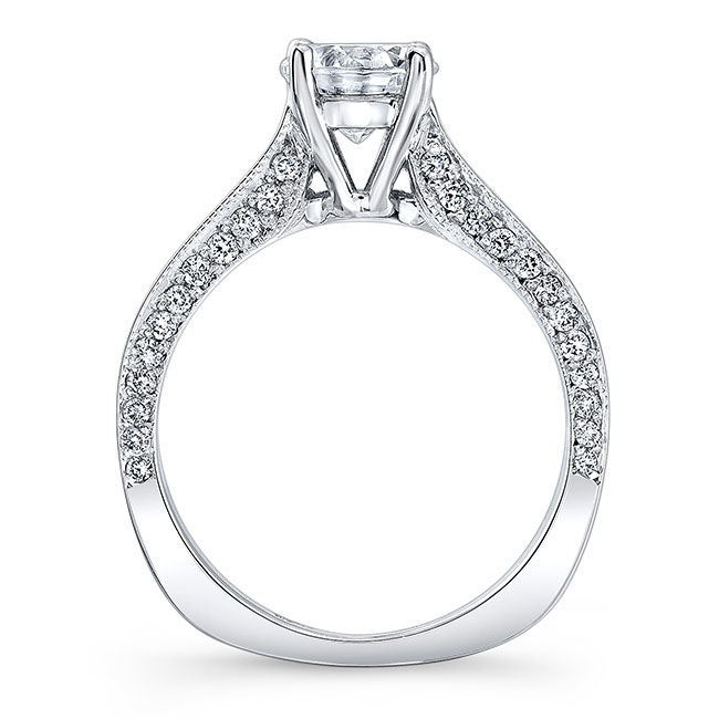 White Gold Round And Princess Cut Lab Diamond Ring Image 2
