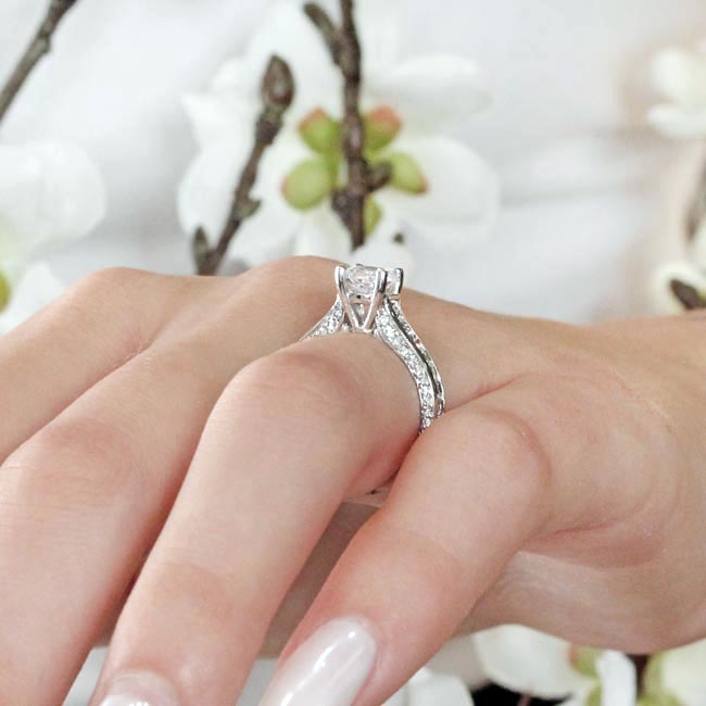 White Gold Round And Princess Cut Moissanite Ring Image 5