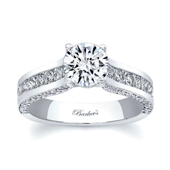 Platinum Round And Princess Cut Diamond Ring Image 1