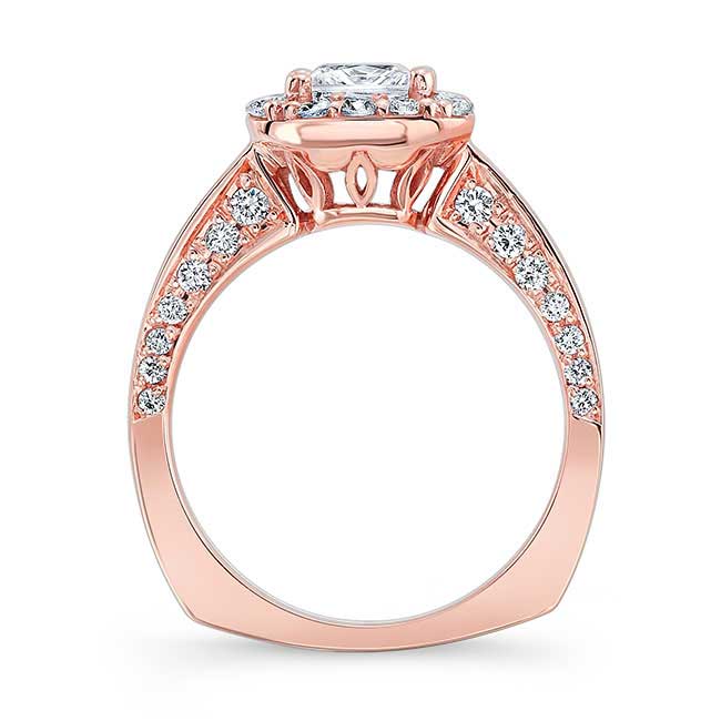  Rose Gold Princess Cut Halo Diamond Ring Image 5