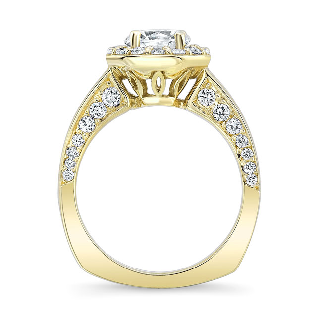  Yellow Gold Round Cut Halo Ring Image 2