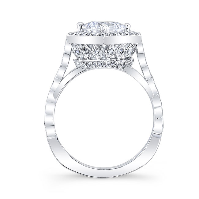  White Gold Vintage Princess Cut Lab Grown Diamond Halo Ring Image 2