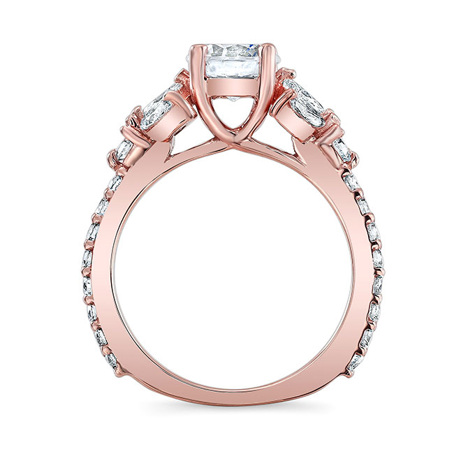  Rose Gold Marquise And Round Moissanite Engagement Ring Image 2