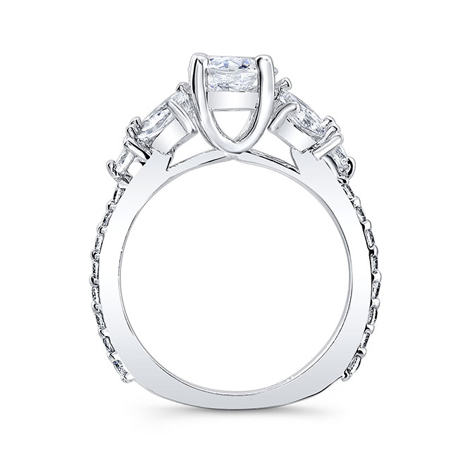 Platinum Marquise And Round Moissanite Engagement Ring Image 2