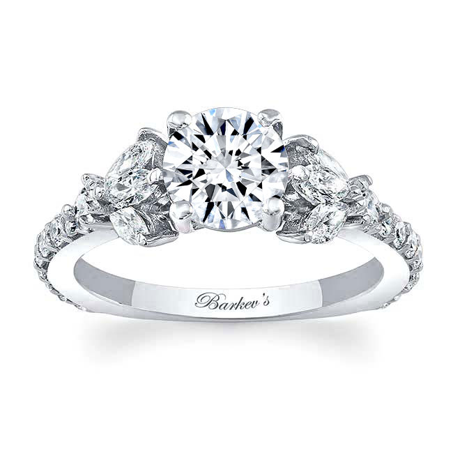 Platinum Marquise And Round Moissanite Engagement Ring Image 1
