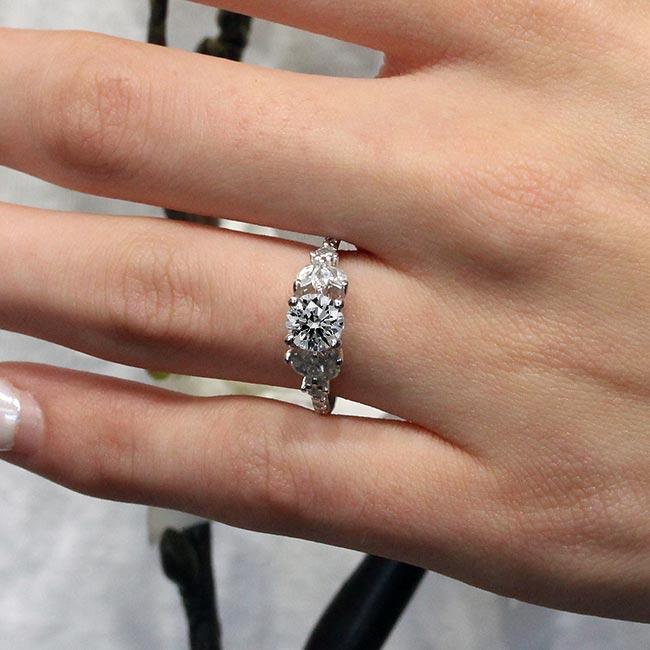  Marquise And Round Moissanite Engagement Ring Image 3