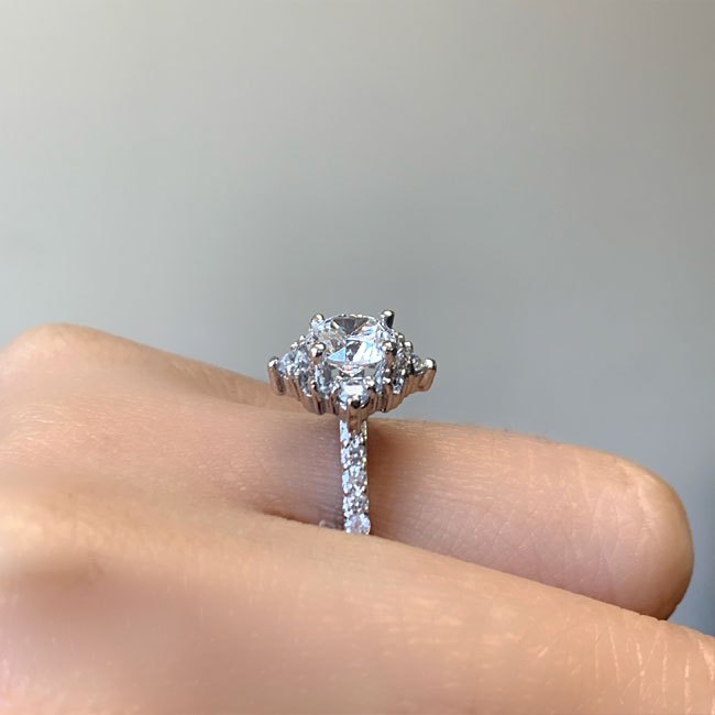  2 Carat Moissanite Halo Diamond Ring Image 4