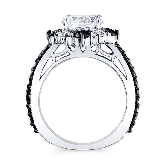  White Gold 2 Carat Halo Black Diamond Accent Ring Image 2