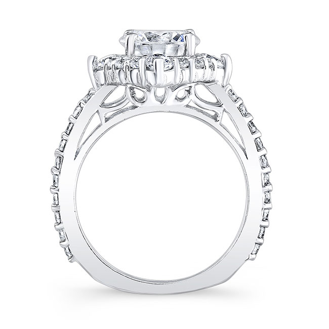  White Gold 2 Carat Moissanite Halo Diamond Bridal Set Image 2
