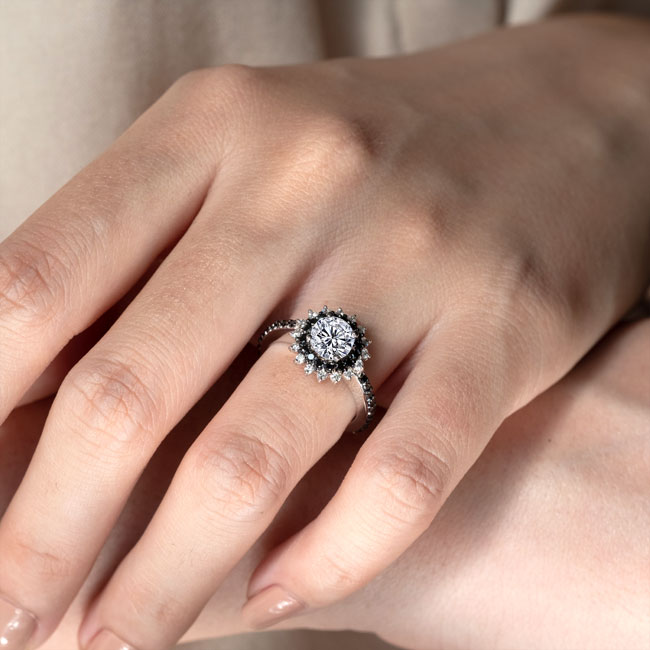  Black Diamond Accent Moissanite Sunflower Ring Image 3