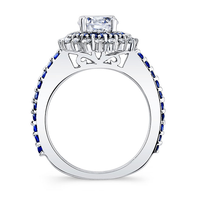  Blue Sapphire Accent Sunflower Ring Image 2