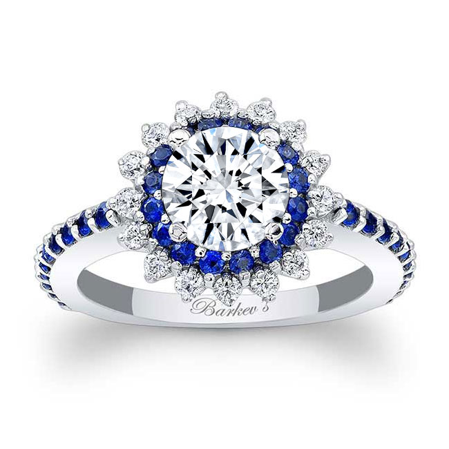Blue Sapphire Accent Sunflower Ring