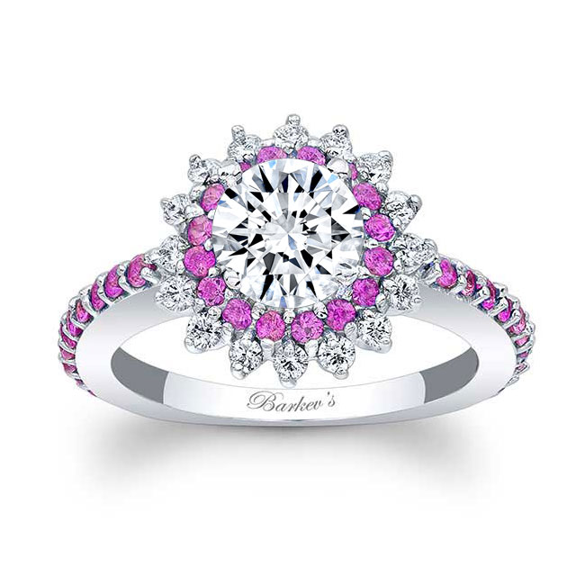 Pink Sapphire Accent Sunflower Ring