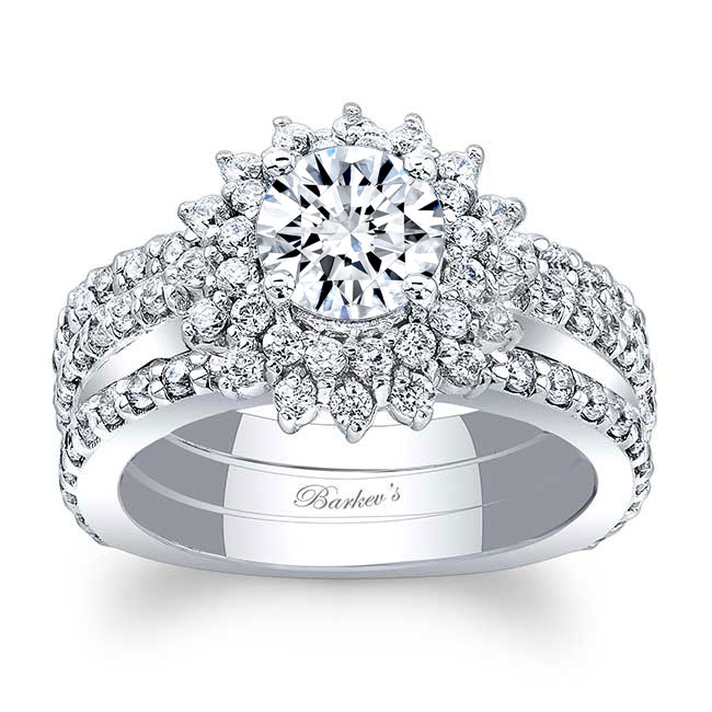  Moissanite Sunflower Bridal Set With 2 Bands Image 1