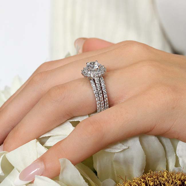  Moissanite Sunflower Bridal Set With 2 Bands Image 4