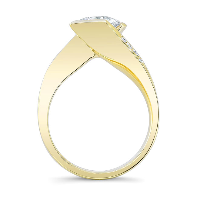 Yellow Gold 1 Carat Princess Cut Diamond Bypass Ring Image 2