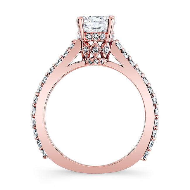 Rose Gold Traditional Moissanite Ring Set With 2 Bands Image 2