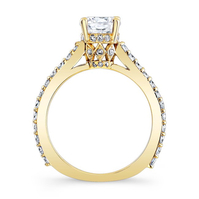 Yellow Gold Traditional Moissanite Ring Set With 2 Bands Image 2
