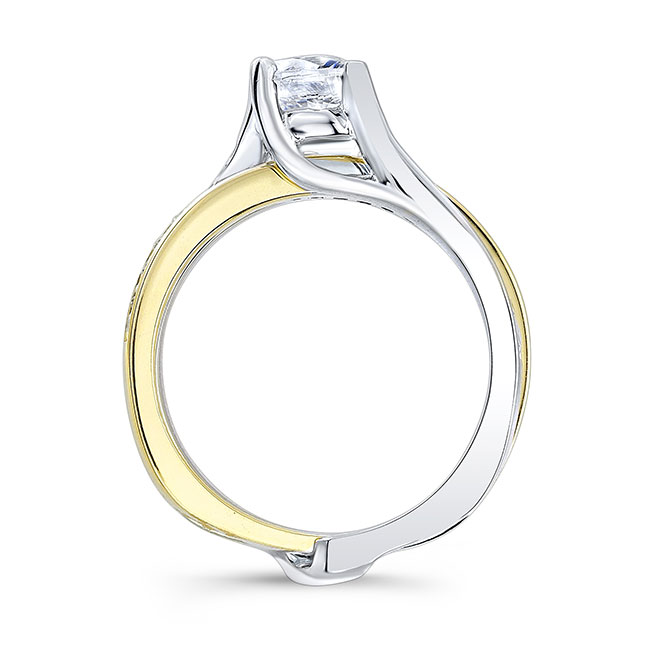 White Yellow Gold 0.75 Carat Moissanite Interlocking Bridal Set Image 2