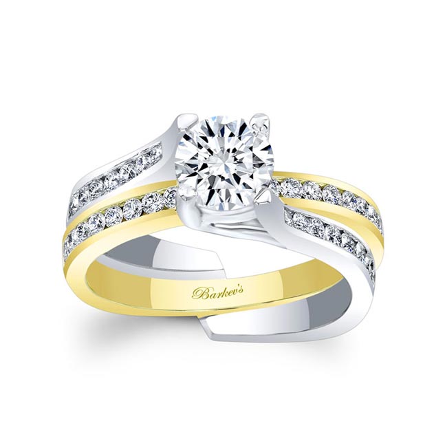 White Yellow Gold 0.75 Carat Lab Diamond Interlocking Bridal Set