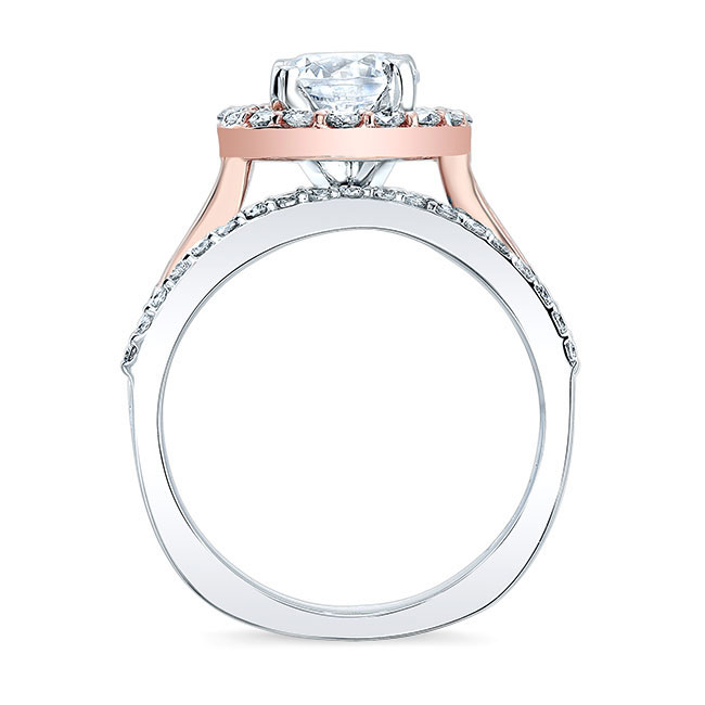  White Rose Gold Channel Set Halo Engagement Ring Image 2