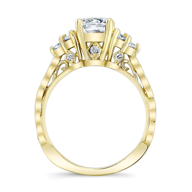 Yellow Gold Vintage Cluster Moissanite Ring Image 2