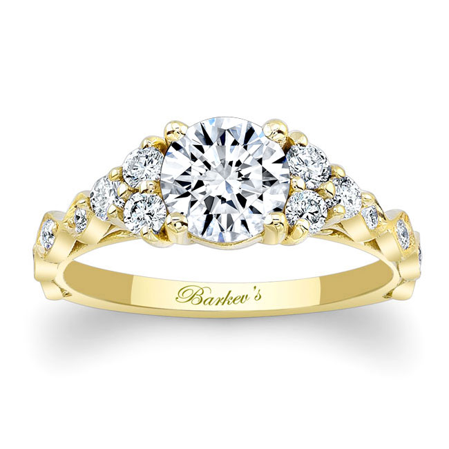 Yellow Gold Vintage Cluster Moissanite Ring