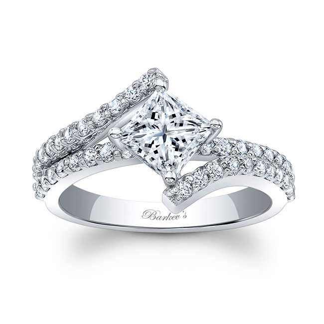 Platinum Kite Set Moissanite Engagement Ring Image 4