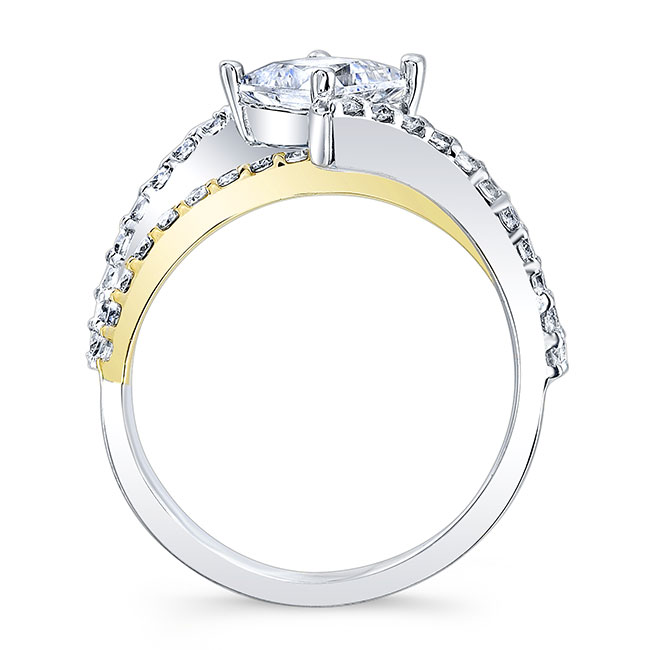 White Yellow Gold Kite Set Moissanite Engagement Ring Image 2
