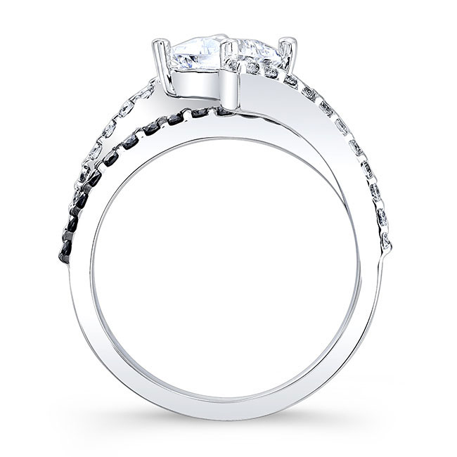 Platinum Black Diamond Accent Kite Set Moissanite Engagement Ring Image 2