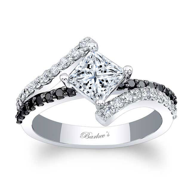  Black Diamond Accent Kite Set Moissanite Engagement Ring Image 1