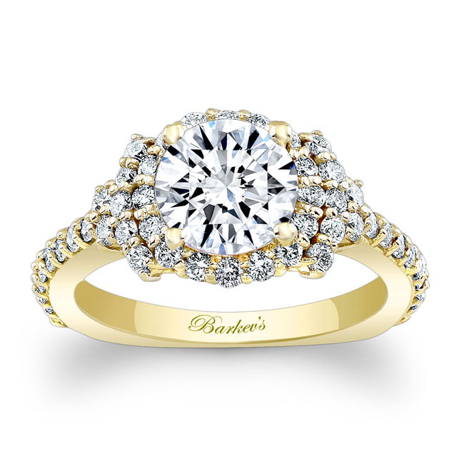 Yellow Gold Moissanite Cluster Ring