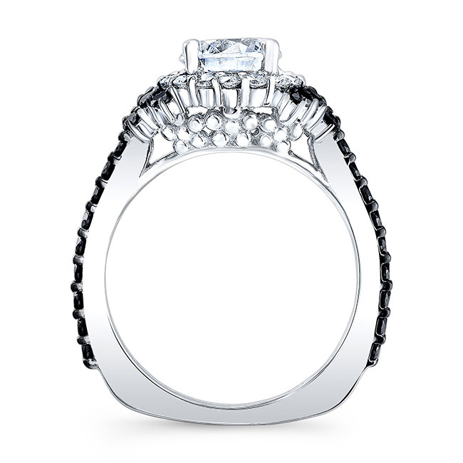  Black Diamond Accent Moissanite Cluster Wedding Ring Set Image 2