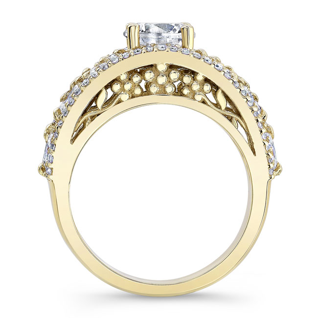 Yellow Gold Vintage Moissanite Cluster Ring Image 2