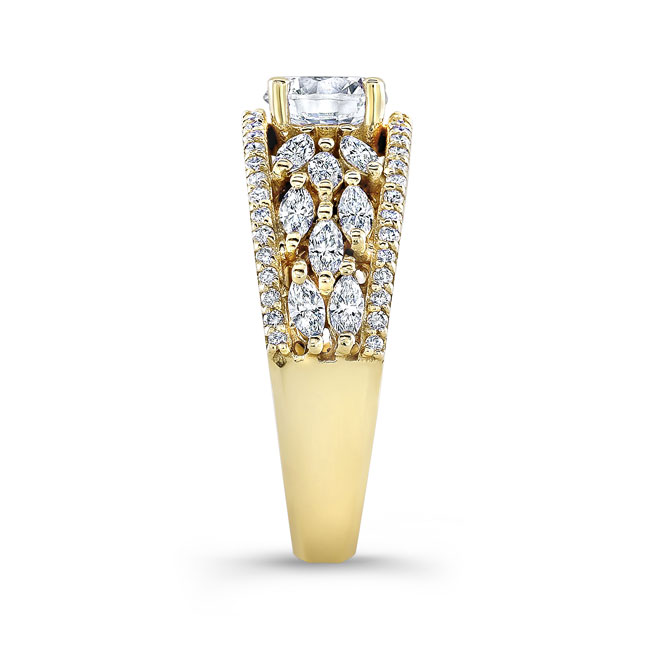 Yellow Gold Vintage Moissanite Cluster Ring Image 3