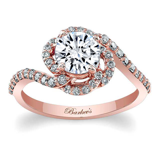 Rose Gold Thin Diamond Band Engagement Ring