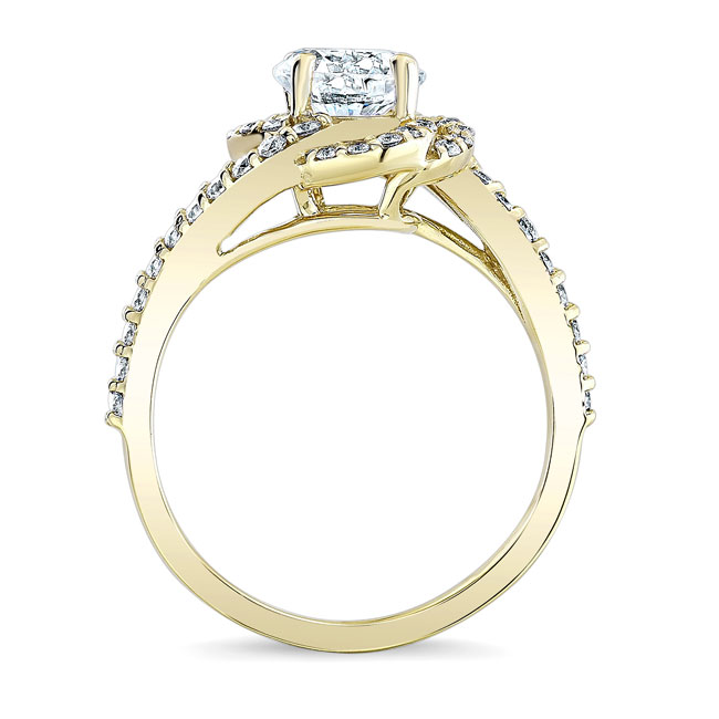 Yellow Gold Thin Diamond Band Engagement Ring Image 2