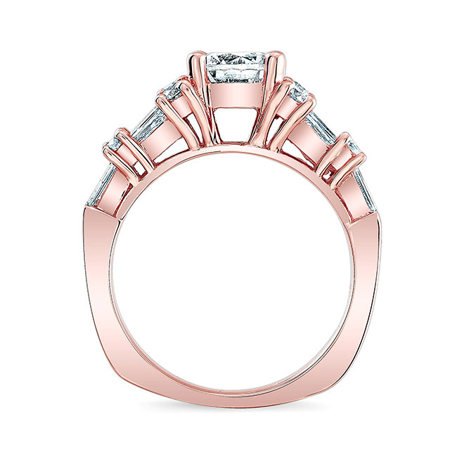 Rose Gold Baguette And Round Lab Grown Diamond Ring Image 2