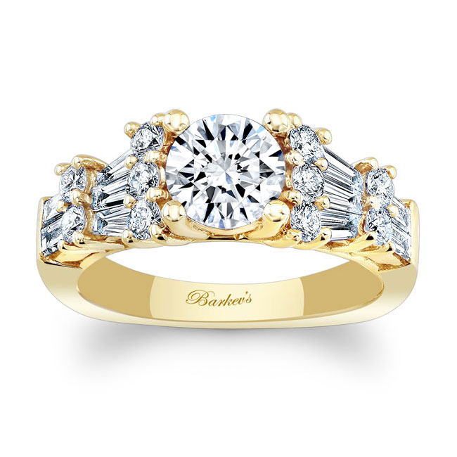 Yellow Gold Baguette And Round Lab Grown Diamond Ring