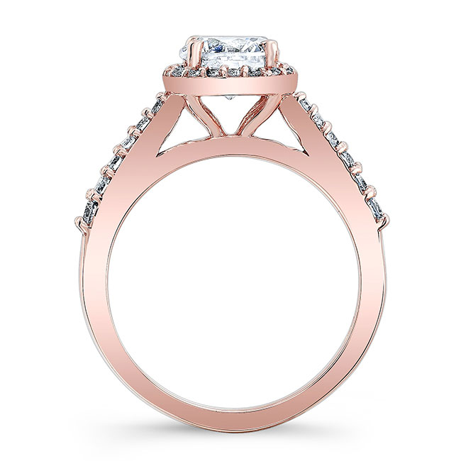 Rose Gold Round Diamond Halo Ring Image 2
