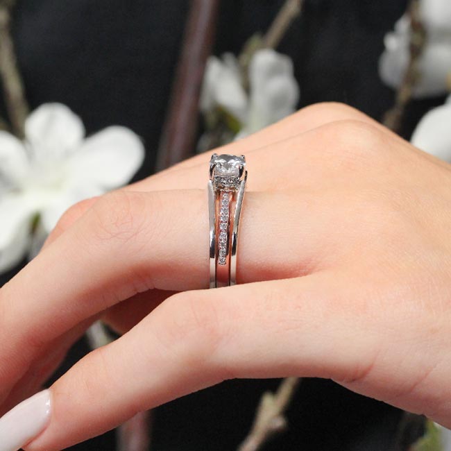 White Rose Gold Interlock Lab Grown Diamond Bridal Set Image 4