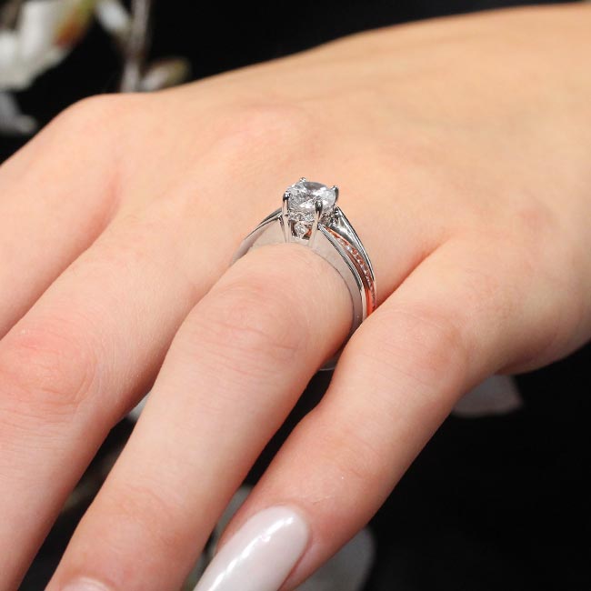 White Rose Gold Interlock Lab Grown Diamond Bridal Set Image 5